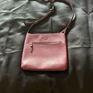 Kate Spade Pink Shimmer Crossbody Bag with Textured Leather